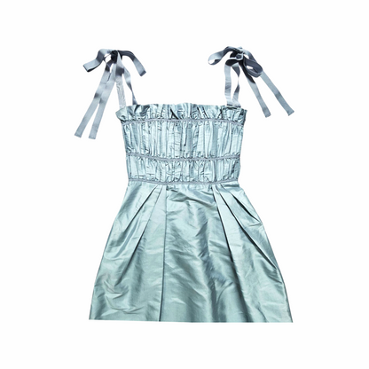 Silk Midi Dress with Grosgrain Tie Straps – Lesea by Lesea Berry