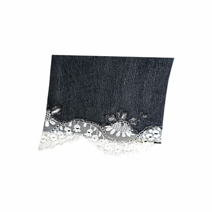 Ribcage Bell Denim Bermuda Shorts with Vintage reclaimed Lace Hem - Levi Strauss Upstyled by Re:Velvet - Re:Velvet