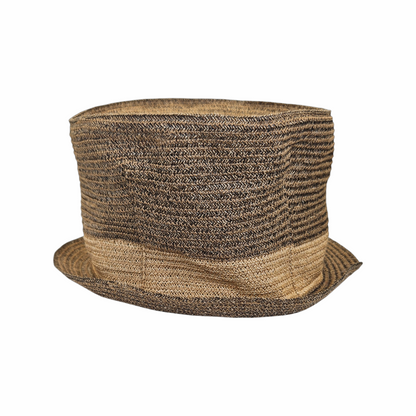 Rear view of Lisa Ventre Boston brown and natural woven hat