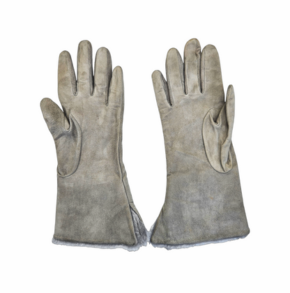 Vintage Suede Lambskin Gloves with Fur Cuffs & Anagram Embroidery - Re:Velvet
