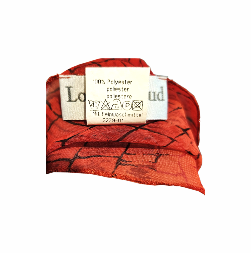 Vintage Louis Féraud Paris Beachwear red abstract-print pareo / sarong in 100% lightweight polyester, circa 1980s–1990s.