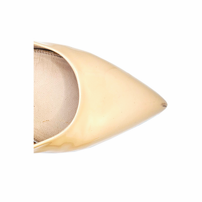 Light Beige Patent Slingback Pumps with Clear Block Heel - Louis Vuitton - Re:Velvet