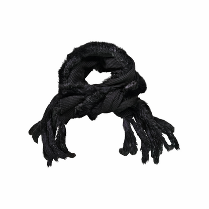 1990s Wool Blend & Rabbit Fur Fringe Scarf - Lucia