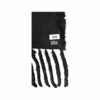 1990s Wool Blend & Rabbit Fur Fringe Scarf - Lucia