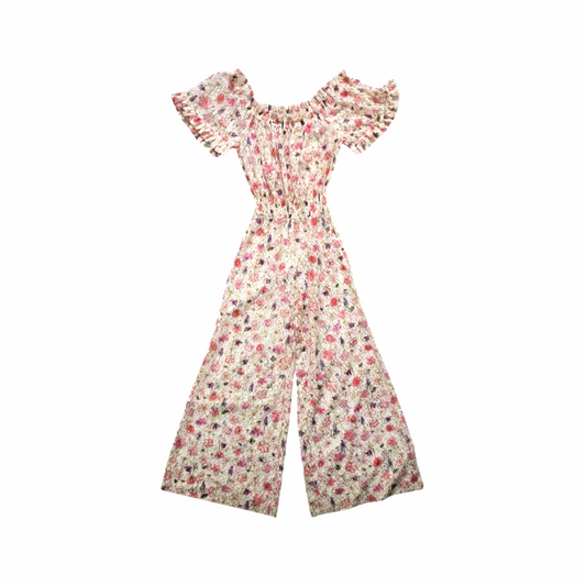 Floral Lace, Off-Shoulder Jumpsuit with Smocked Waist - Luisa Beccaria