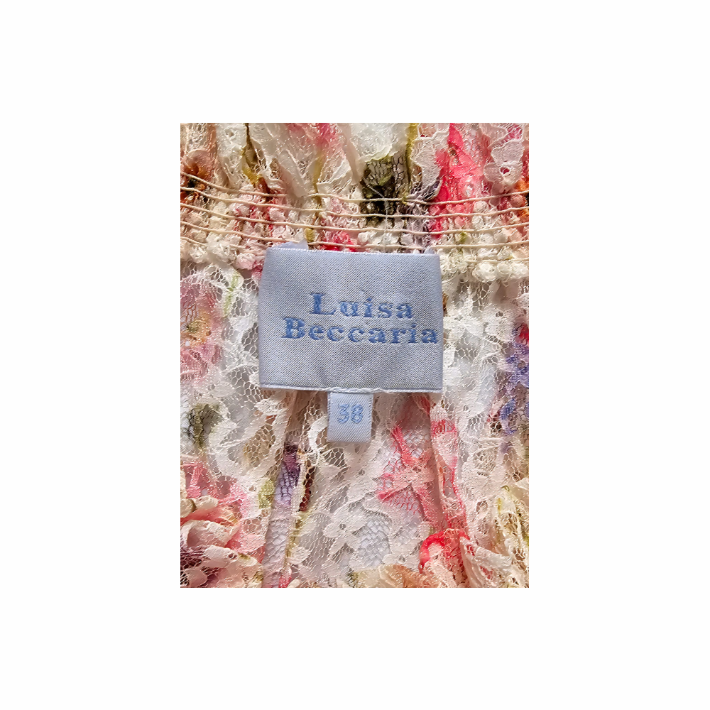 Floral Lace, Off-Shoulder Jumpsuit with Smocked Waist - Luisa Beccaria