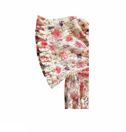 Floral Lace, Off-Shoulder Jumpsuit with Smocked Waist - Luisa Beccaria
