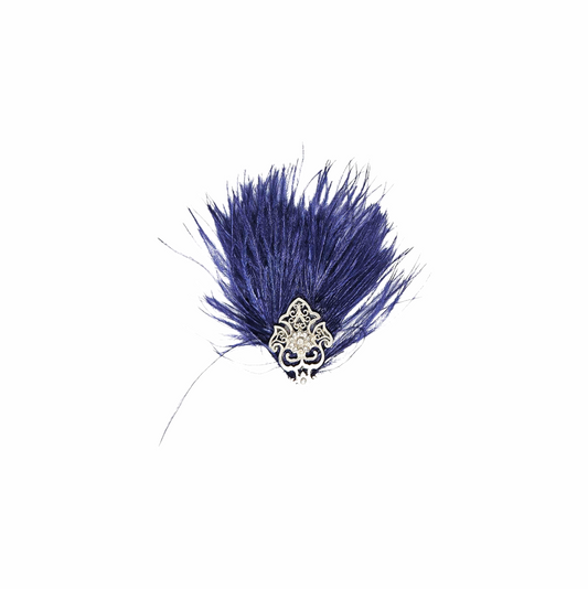 Vintage Inspired Silver Filigree Accent Feather Hair Clip  - Malice in Wonderland