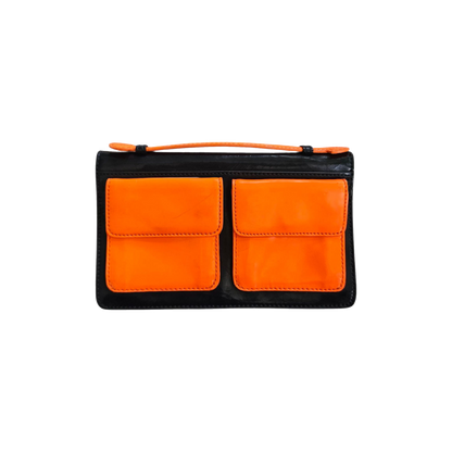 Clutch aus recyceltem Leder mit Krokodilprägung - Mitternachtsblau