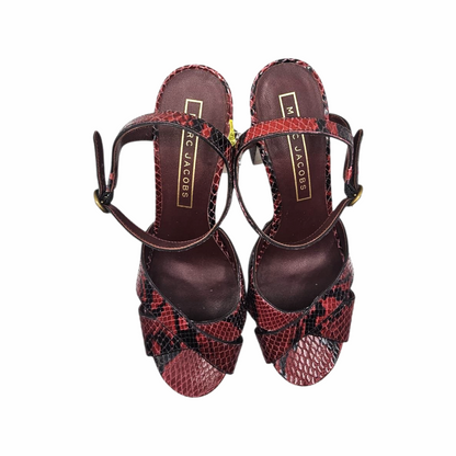 Red Python-Effect Leather Platform Sandals "Debbie" - Marc Jacobs