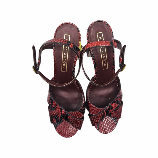 Red Python-Effect Leather Platform Sandals "Debbie" - Marc Jacobs