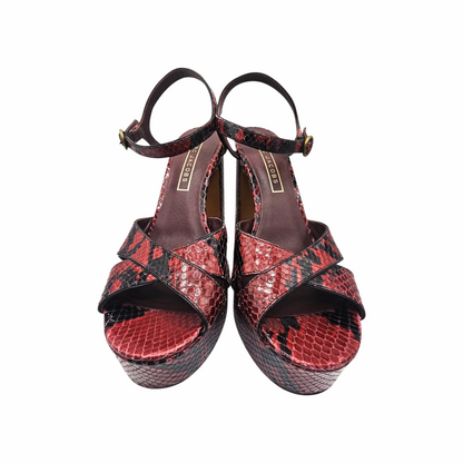 Red Python-Effect Leather Platform Sandals "Debbie" - Marc Jacobs