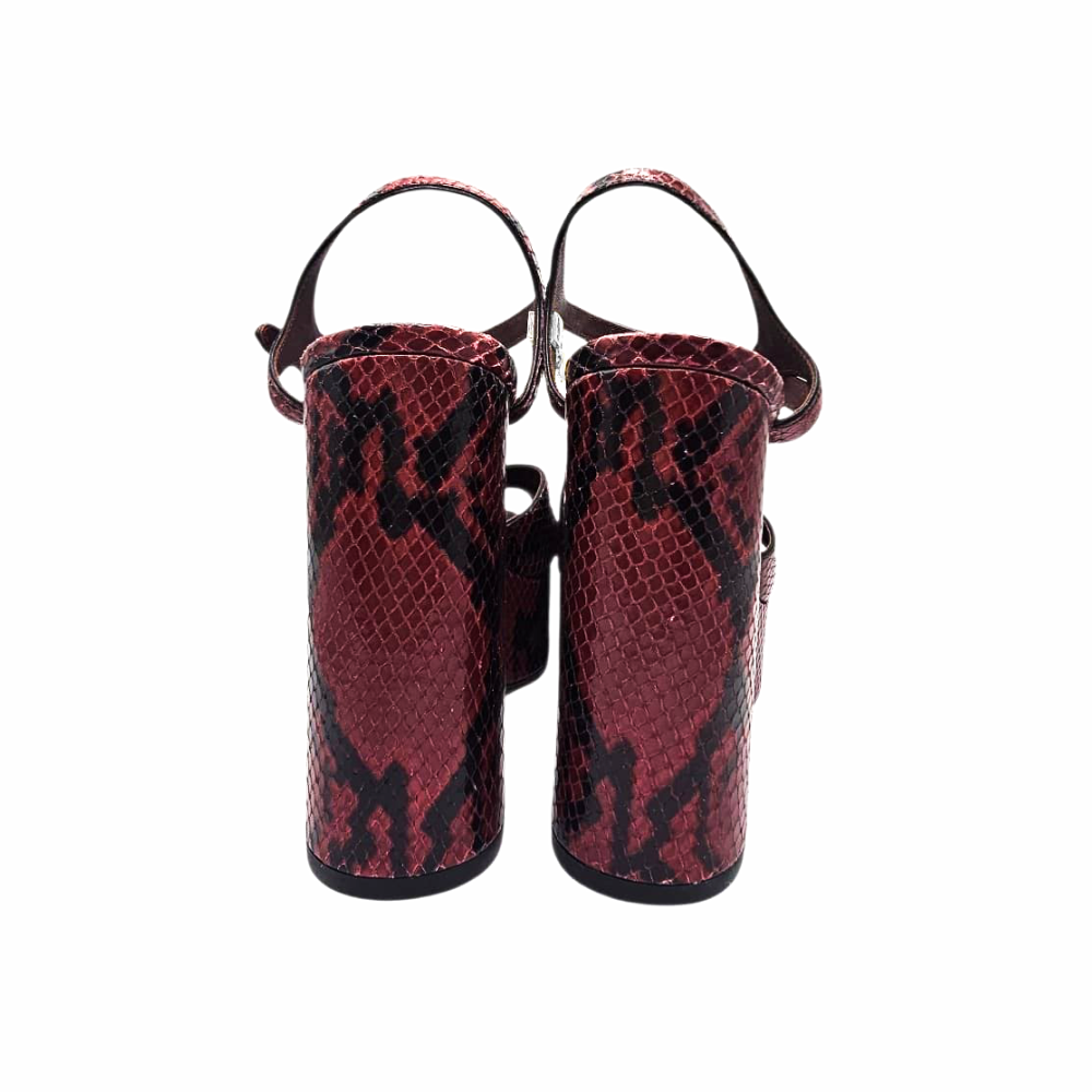 Red Python-Effect Leather Platform Sandals "Debbie" - Marc Jacobs