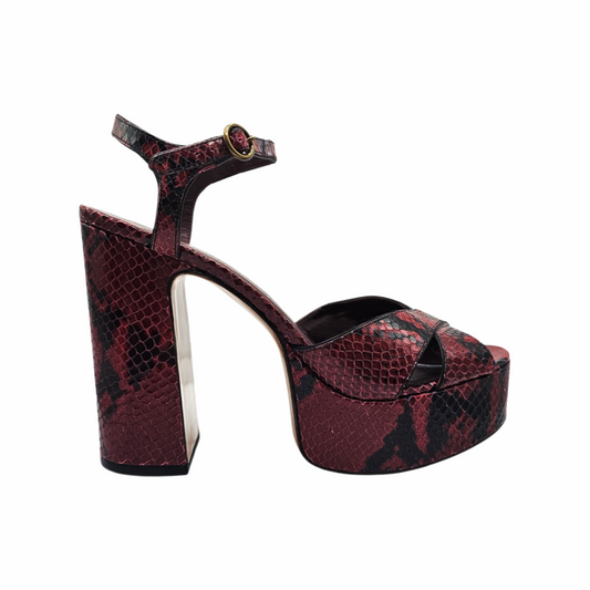 Red Python-Effect Leather Platform Sandals "Debbie" - Marc Jacobs