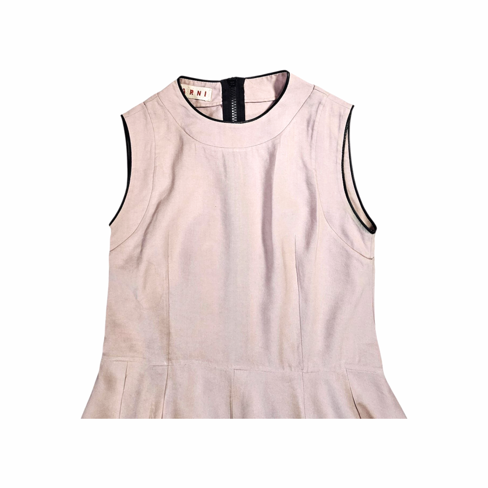 Sleeveless Silk Dress with Contrast Trim – Marni