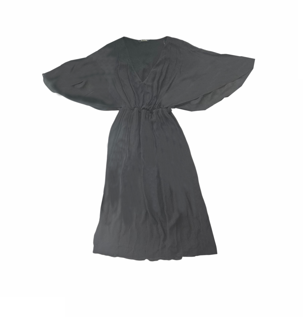 Maxi Dress with Sheer Chiffon Sleeves - Massimo Dutti
