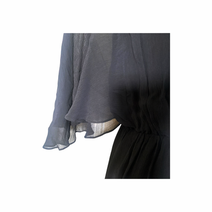Maxi Dress with Sheer Chiffon Sleeves - Massimo Dutti