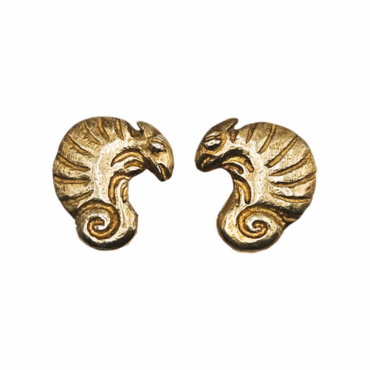 Gold Tone Metal CHameleon Clip On Earrings - Matiere Premiere Paris