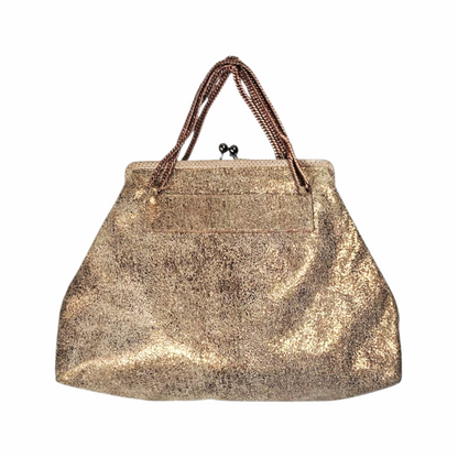 Metallic Gold Frame Bag with Chain Handles