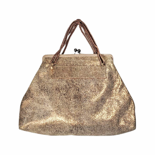 Metallic Gold Frame Bag with Chain Handles
