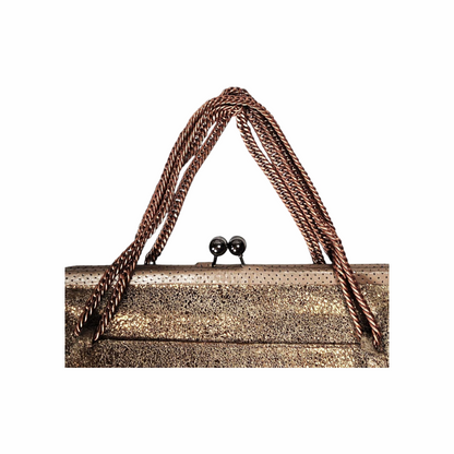 Metallic Gold Frame Bag with Chain Handles