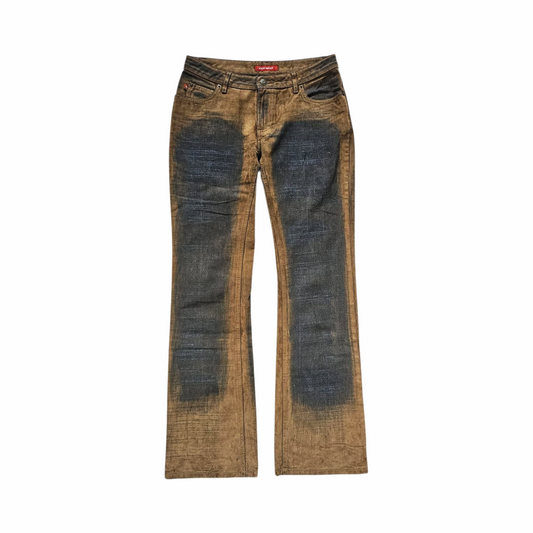 Y2K Distressed Brown & Indigo Wash Jeans - XX by Mexx