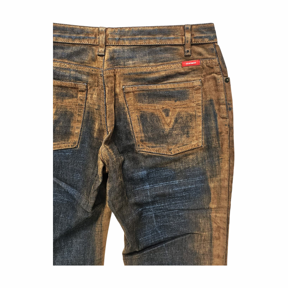 Y2K Distressed Brown & Indigo Wash Jeans - XX by Mexx