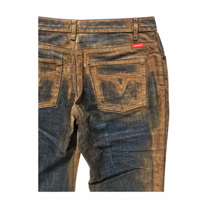 Y2K Distressed Brown & Indigo Wash Jeans - XX by Mexx