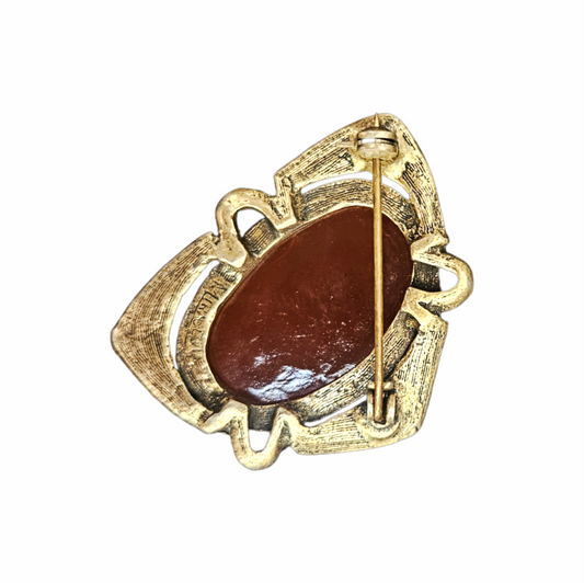 Vintage 1970s Faux Carnelian Celtic Revival Brooch - Miracle - Re:Velvet