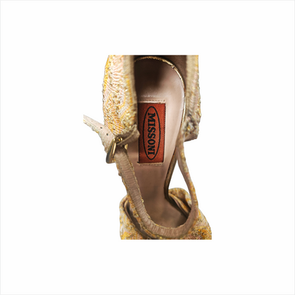 Gold Jacquard Platform Peep-Toe Sandals - Missoni