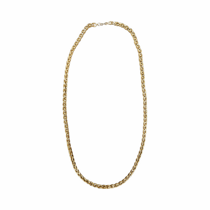 Vintage Monet gold-tone chain necklace with interwoven oval links and signed clasp. Likely 1980s–1990s. A timeless piece of vintage designer costume jewellery, ideal for layering or wearing alone.