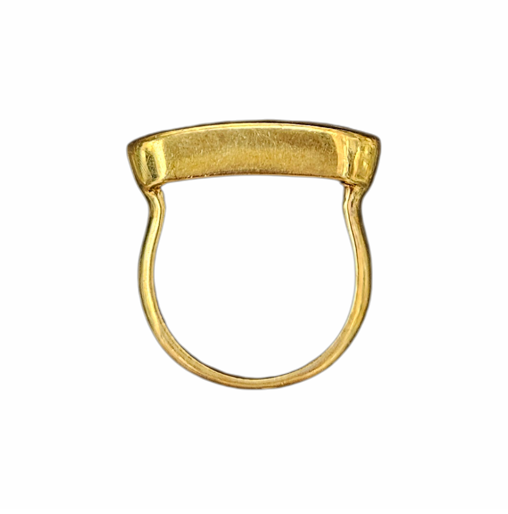 Monica Vinader Baja green onyx ring in gold vermeil over sterling silver. Elegant pre-owned designer ring with a sleek architectural setting.