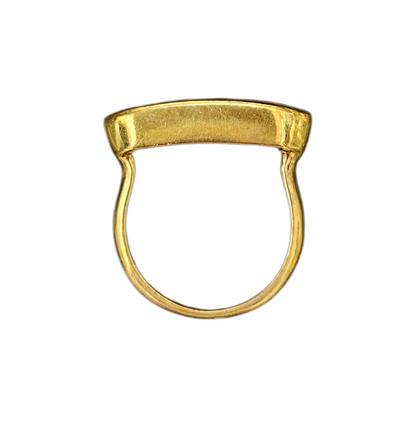 Monica Vinader Baja green onyx ring in gold vermeil over sterling silver. Elegant pre-owned designer ring with a sleek architectural setting.