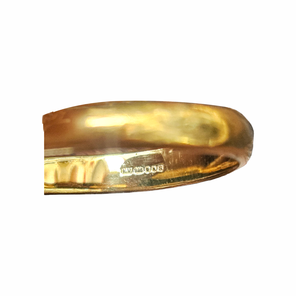 STamp of Monica Vinader Baja green onyx ring in gold vermeil over sterling silver. Elegant pre-owned designer ring with a sleek architectural setting.