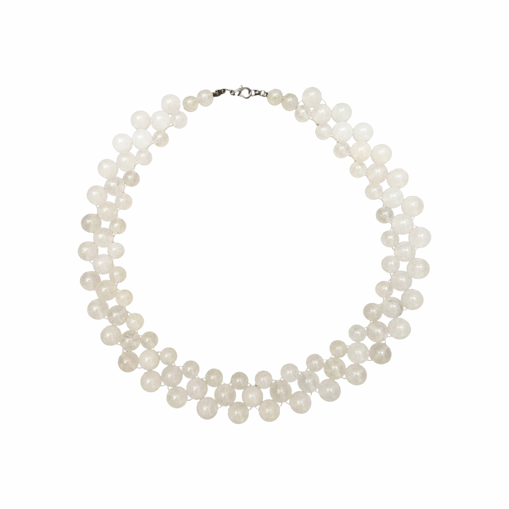 Translucent Quartz-Effect Multi-Strand Beaded Statement Necklace