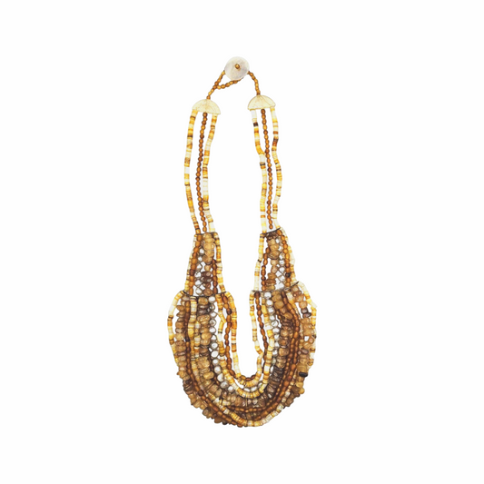 Natural Gemstones and Fresh Water Pearls Multistrand Necklace