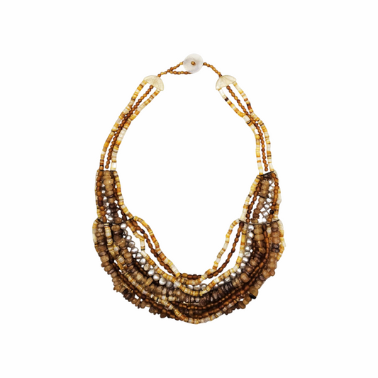 Natural Gemstones and Fresh Water Pearls Multistrand Necklace