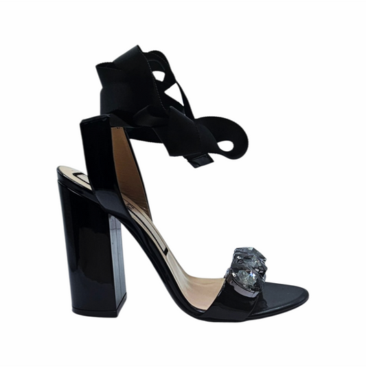 Patent Leather Block Heel Sandals with Crystal Embellishment - N°21 - Re:Velvet