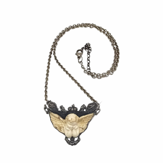 Barocco Style Cherub Pendant & Chain Necklace