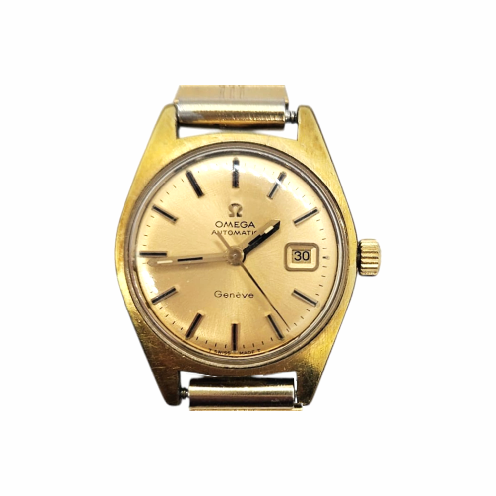 1960-70s Automatic Genève Date 18K Gold Plated Ladies Watch - Omega - Re:Velvet