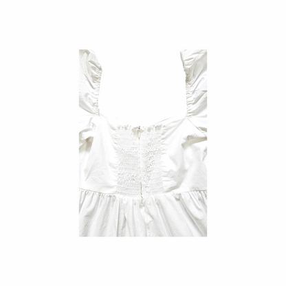 White Cotton Puff Sleeve Mini Dress - Oak + Fort