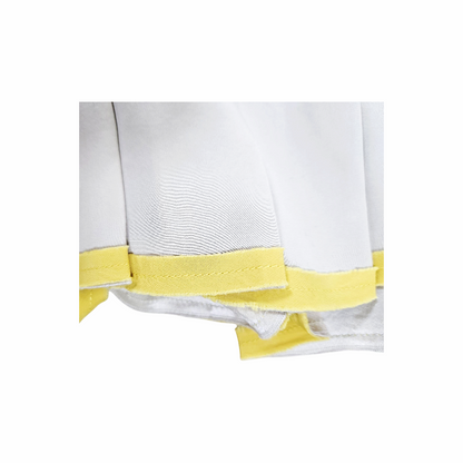 S/S 2000 Ivory Silk Pleated Midi Skirt with Yellow Ribbon Hem detail - Prada - Re:Velvet