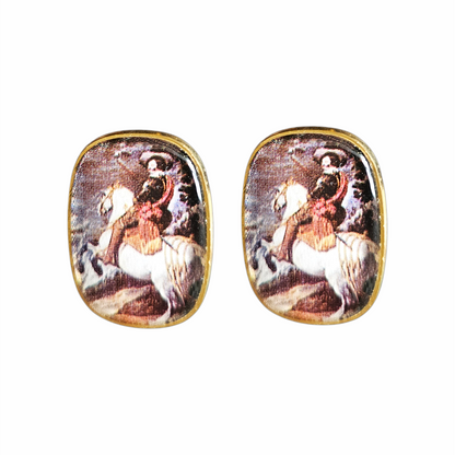 Vintage Late 1990s Equestrian Picture Cufflinks