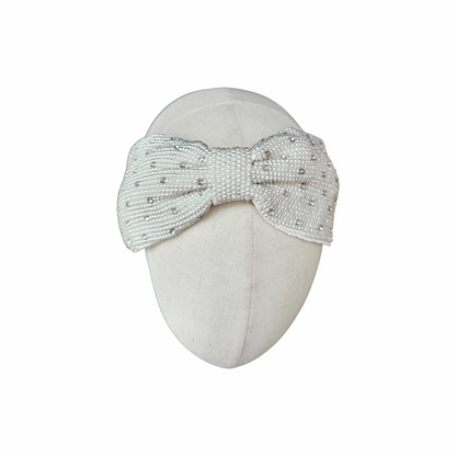 Bridal Pearl and Crystal Embellished Bow Headband