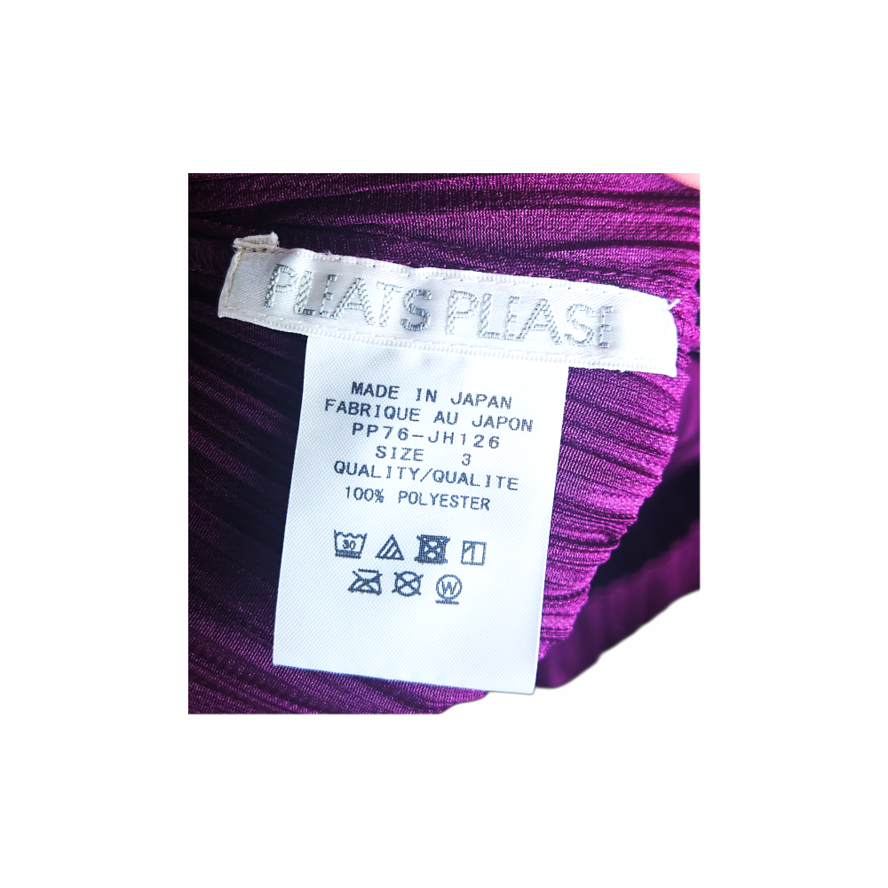 Pleats Please Issey Miyake Made in Japan size 3 label with product code PP76-JH126