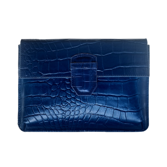 Croc Embossed Reclaimed Leather Clutch - Saffron - Re:Velvet