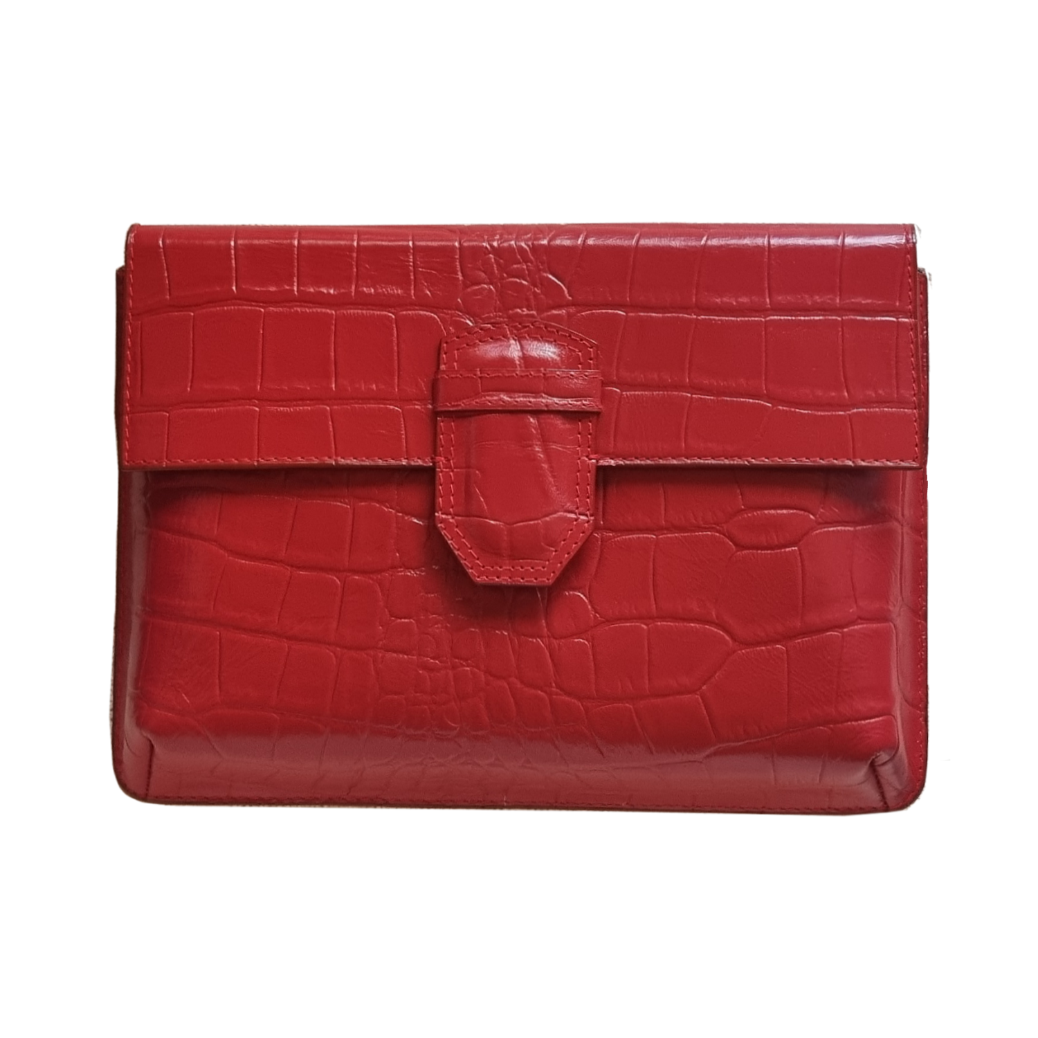 Croc Embossed Reclaimed Leather Clutch - Saffron - Re:Velvet