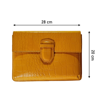 Croc Embossed Reclaimed Leather Clutch - Saffron - Re:Velvet