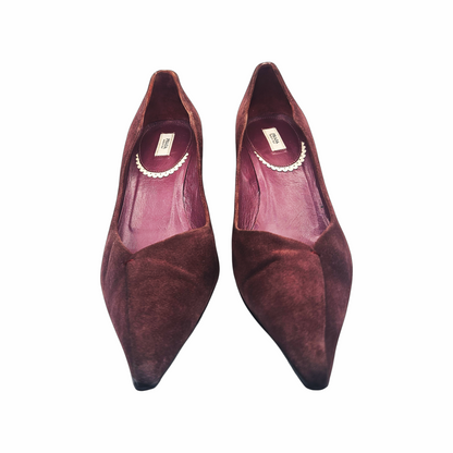 Vintage Y2K Pointed-Toe Pumps with Sculptural Kitten Heels - Prada
