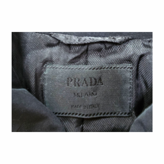 Prada Milano black fitted tailored jacket, Made in Italy, size 42, with sculpted seam detailing, full lining, Prada branded zips and pockets.